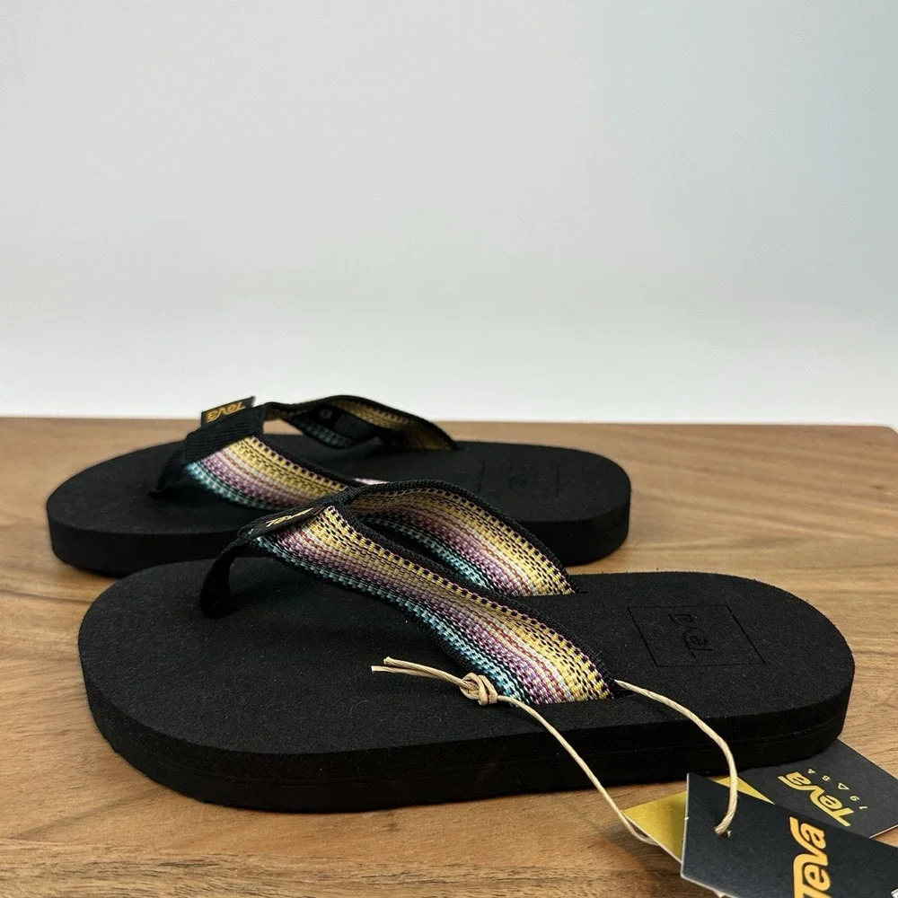 New NWT Little Kids Teva Mush II Multi Color Nylon Thong‎ Flip Flops Sandals 13C
